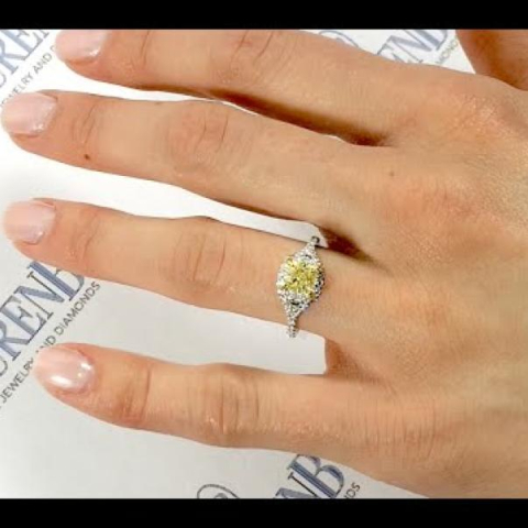.77 ct Yellow Diamond Cushion Cut in Halo
