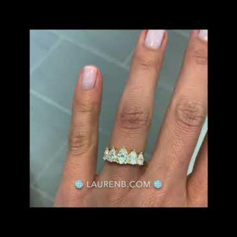 Five Stone Pear Shape Moissanite Wedding Band