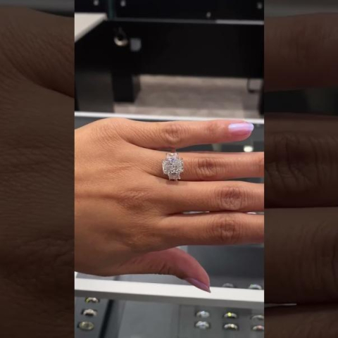 Radiant Diamond Three-Stone Ring With Radiant Side Stones