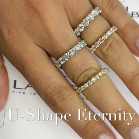 U-Shape Eternity Diamonds Wedding Bands