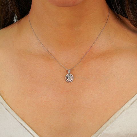Diamond Oval Cluster Double Halo Pendant