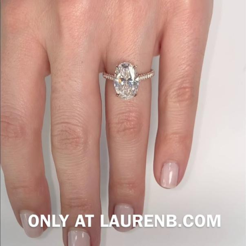4 ct Oval Moissanite Rose Gold Three-Row Band Ring