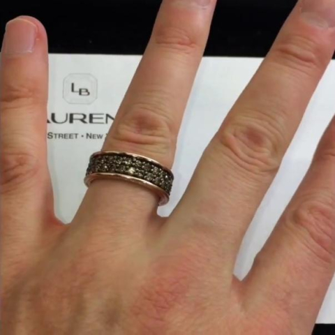 Black Diamonds Wedding Band in Rose Gold