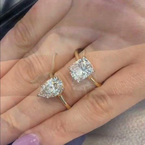 Diamond Engagement Ring Comparison: Pear Shape VS Cushion Cut