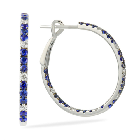 Inside-Out Diamond & Sapphire Hoop Earrings