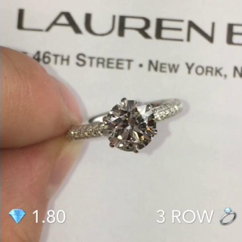 1.80 ct Round Diamond w/ 3 Row Pave Band