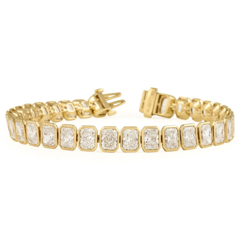 25.8 carat Radiant Lab Diamond Bezel Tennis Bracelet front