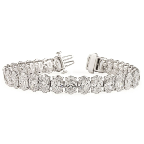 32.1 carat Oval Lab Diamond Tennis Bracelet front