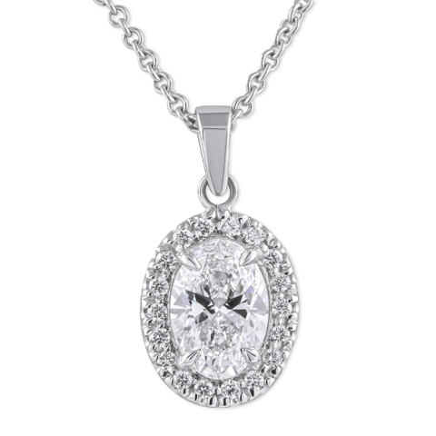 1.20 carat Oval Lab Diamond Halo Pendant