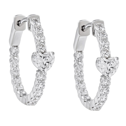 Heart Shape Lab Diamond Hoop Earrings front