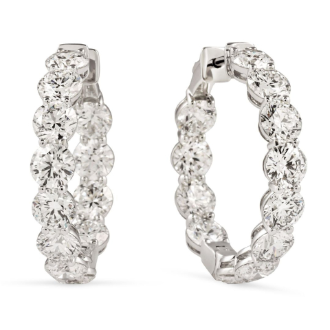 12.2 carat Round Lab Diamond Hoop Earrings front