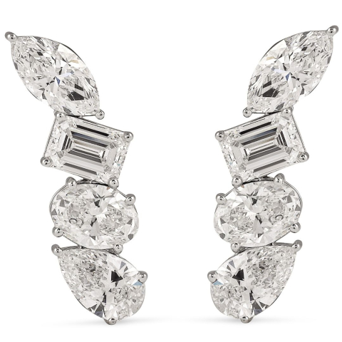 4 carat Multi-Shape Crawler Lab Diamond Earrings front
