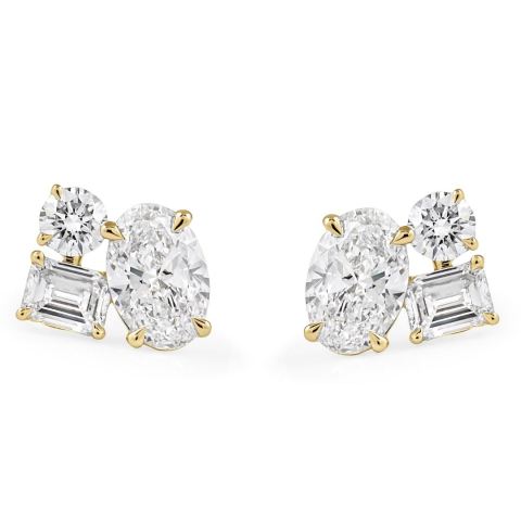 2.30 carat TW Oval Lab Diamond Trio Design Studs yg