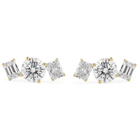 2.80 carat TW Round Lab Diamond Trio Studs yg