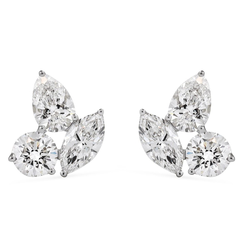 1.90 carat TW Lab Diamond Trio Cluster Stud Earrings wg