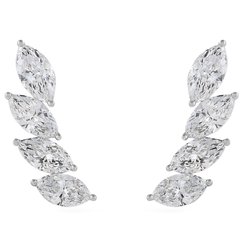 Graduating Slanted Marquise Lab Diamond Crawler Earrings front