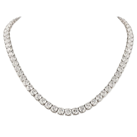 52.60 carat Round Lab Diamond Tennis Necklace front