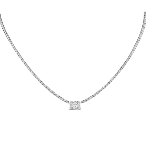 5.85 carat TW Radiant Cut Lab Diamond Solitaire Tennis Necklace front