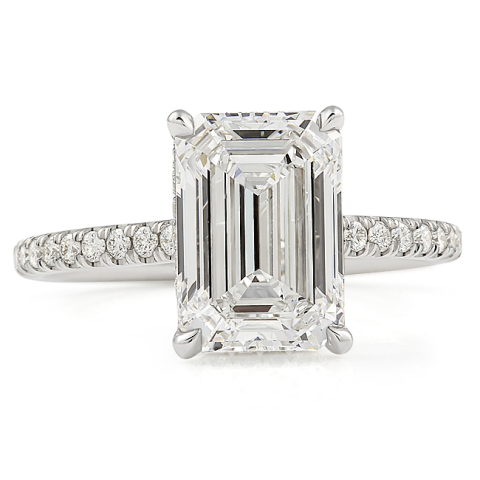 3.09ct Emerald Cut Lab Diamond Engagement Ring top