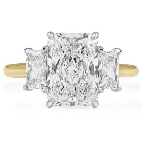 3.02 Radiant Cut Lab Diamond Three-Stone Trilogy Ring flat