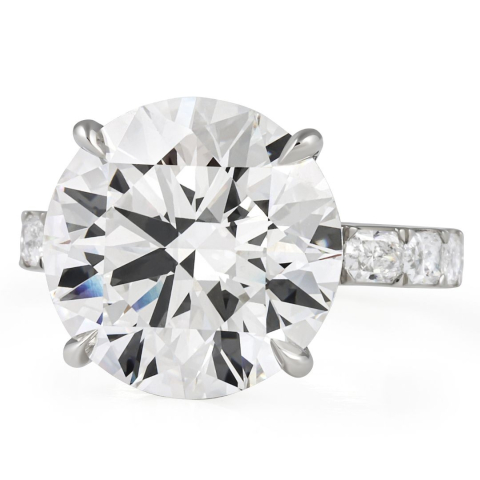 9.04 carat Round Lab Diamond with Radiant Band Ring flat
