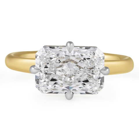 2.56 carat Radiant Lab Diamond East-West Invisible Gallery Ring flat