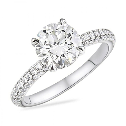 1.74 carat Round Diamond Platinum Three-Row Engagement Ring