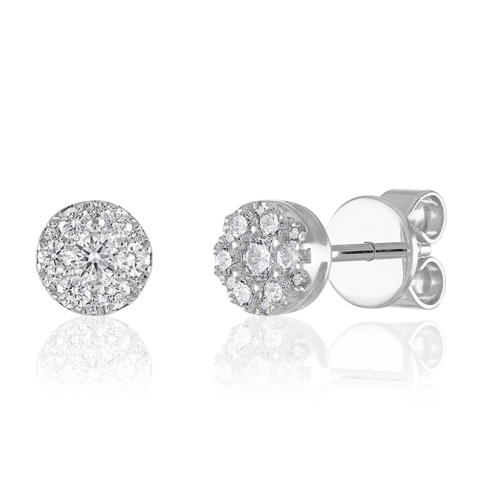 Round Diamond Cluster Stud Earrings