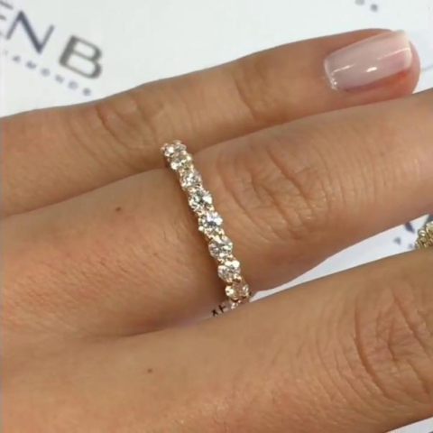 Shared Prong Eternity Bands in Yellow & Rose