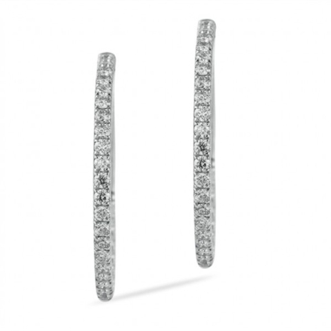 1.15 carat Diamond 18k White Gold Hoop Earrings front