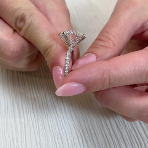 7.20 Carat Round Lab Diamond Three Row Band Ring