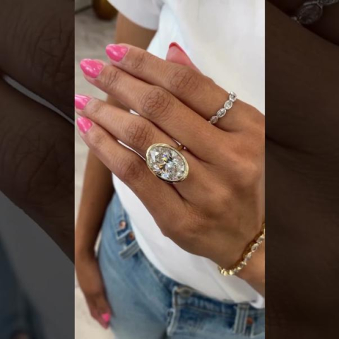 Huge Oval Diamond Bezel Set Ring