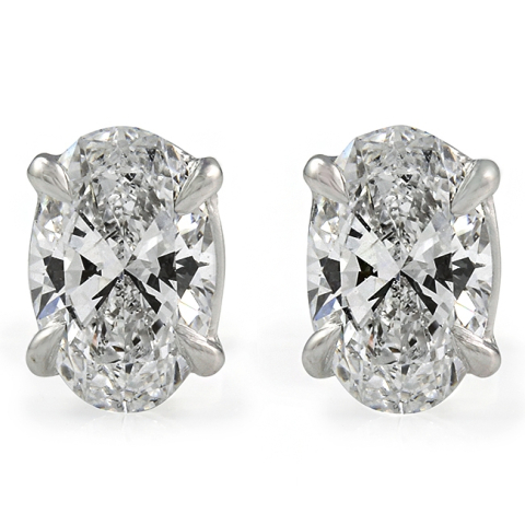 1.41 carat Oval Diamond Studs flat