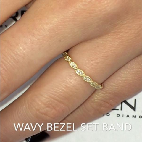 "Wavy" Bezel Set Eternity Band in Yellow Gold