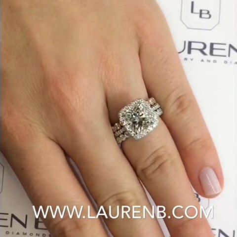 3.04 ct Cushion Cut Diamond Halo Engagement ring
