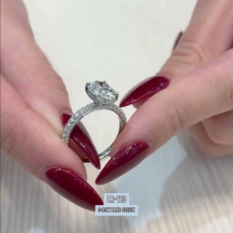 1.79 carat Oval Lab Diamond Three-Row Band Ring