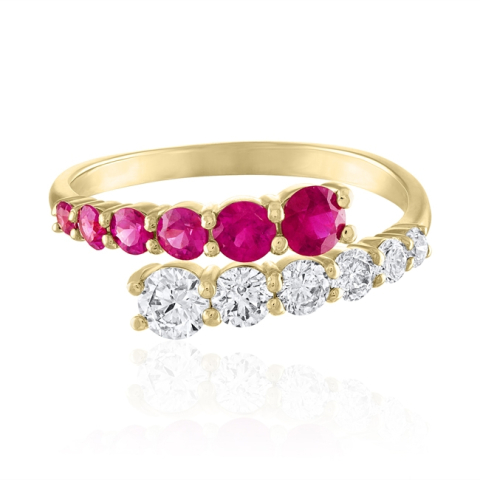 Graduated Diamond and Ruby Wrap Ring flat