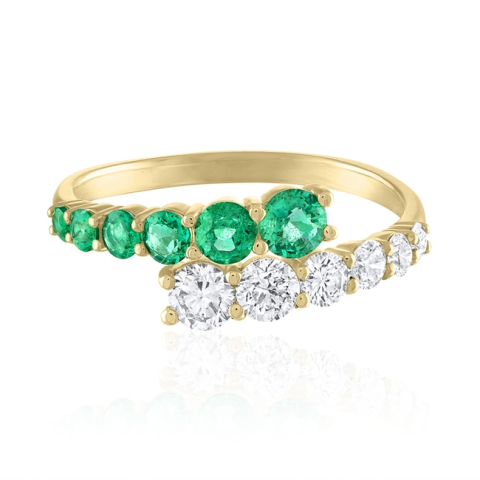 Graduated Diamond and Emerald Wrap Ring flat