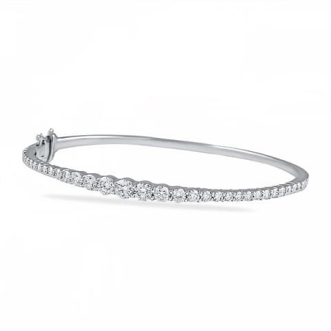 3 carat Diamond White Gold Graduated Bangle Bracelet