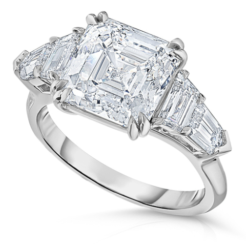 4.02ct Asscher Cut Diamond Five-Stone Engagement Ring straight