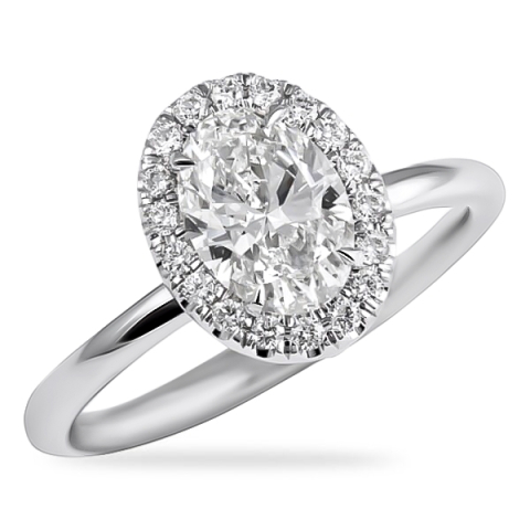 1.01ct Oval Diamond Halo Engagement Ring front