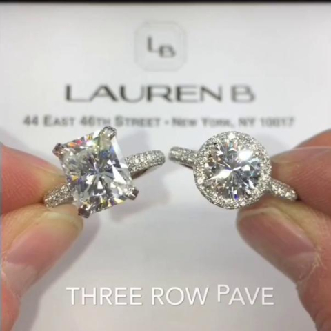 Comparison of Moissanite Three Row Rings
