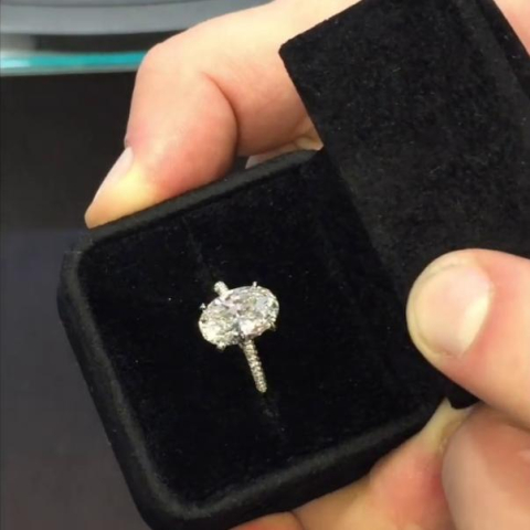 4 ct Oval Diamond Three-Row Engagement Ring