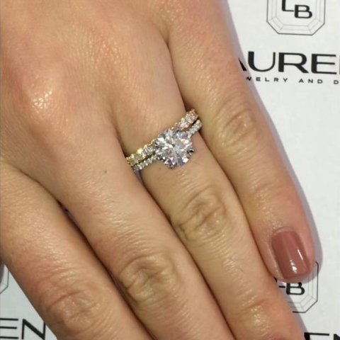 Engagement Ring w/Yellow Gold Wedding Band