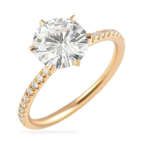 Round Moissanite Rose Gold Six-Prong Ring angle