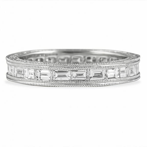 1.75 carat Round and Baguette Diamind Multi-Row Eternity Band flat