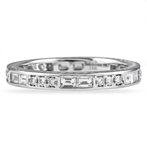 0.80 Carat Baguette And Round Diamond Channel Set Band flat