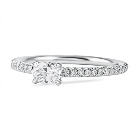 .32 ct Oval Diamond Super Stackable Ring flat