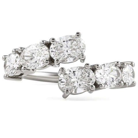 2.5 carat TW Oval Lab Diamond Crossover Band flat