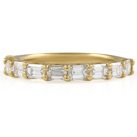 1.35 carat Emerald Cut East-West Halfway Band flat
